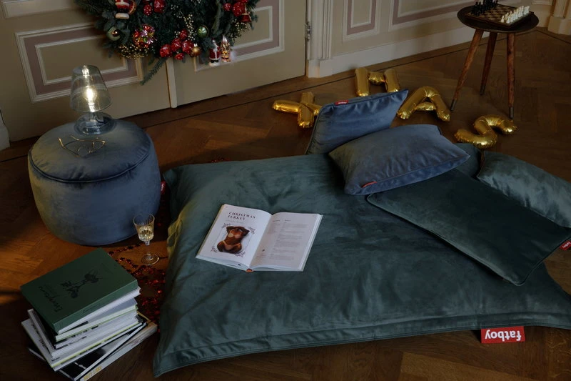Fatboy Original Slim Velvet Recycled Bean Bag, Sage 2 Fatboy Original Slim Velvet Recycled Bean Bag, Sage - Image 2