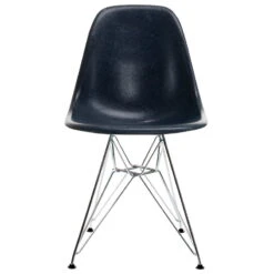 Vitra Eames DSR Fiberglass Chair, Navy Blue - Chrome