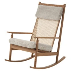 Warm Nordic Swing Rocking Chair, Teak - Moonlight Sheepskin