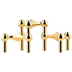 STOFF Copenhagen STOFF Nagel Candleholder, Set Of 3, Brass