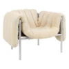 Hem Puffy Lounge Chair, Eggshell Boucle - Stainless Steel