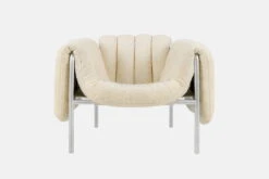 Hem Puffy Lounge Chair, Eggshell Boucle - Stainless Steel -Hay Outlet Store 20295 Puffy Lounge Chair Eggshell Stainless 02 2048x2048