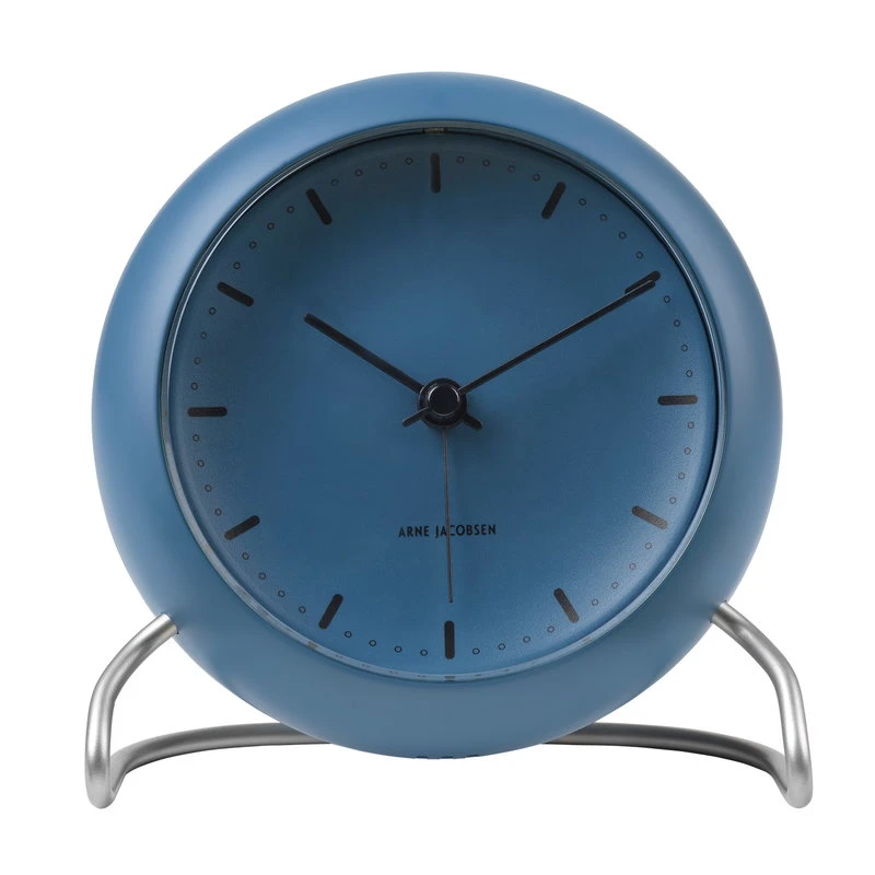 Arne Jacobsen AJ City Hall Table Clock With Alarm, Stone Blue 1 Arne Jacobsen AJ City Hall Table Clock With Alarm, Stone Blue