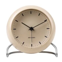 Arne Jacobsen AJ City Hall Table Clock With Alarm, Sandy Beige