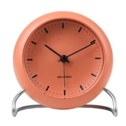 Arne Jacobsen AJ City Hall Table Clock With Alarm, Pale Orange