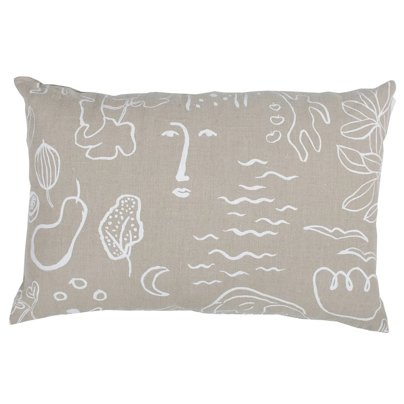 Saana Ja Olli Onnenmaa Cushion Cover, 40 X 60 Cm, Beige - White 1 Saana Ja Olli Onnenmaa Cushion Cover, 40 X 60 Cm, Beige - White