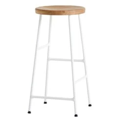 HAY Cornet Bar Stool, Low, Cream White - Oiled Oak