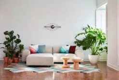 Vitra Eye Clock -Hay Outlet Store 3346757 Soft Modular Sofa Soft Modular Ottoman Herringbone Pillows Eye Clock Cork stools Loiseau marble master