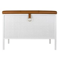 Maze Frank Storage Bench, White - Cognac