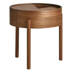Woud Arc Side Table, Matt Lacquered Walnut