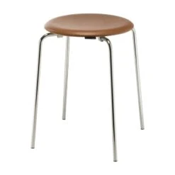 Fritz Hansen Dot Stool, Walnut Leather - Chrome