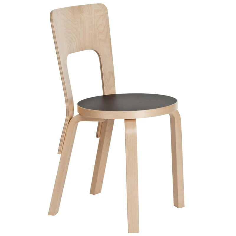 Artek Aalto Chair 66, Black Linoleum 1 Artek Aalto Chair 66, Black Linoleum