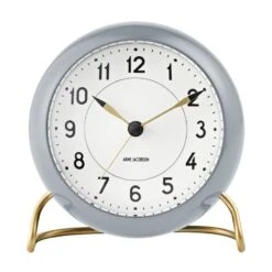 Arne Jacobsen AJ Station Table Clock With Alarm, Grey