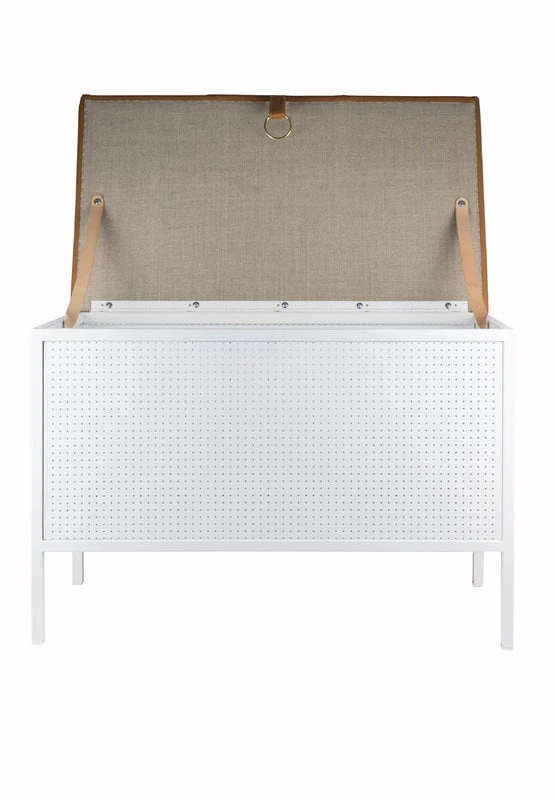 Maze Frank Storage Bench, White - Cognac 2 Maze Frank Storage Bench, White - Cognac - Image 2