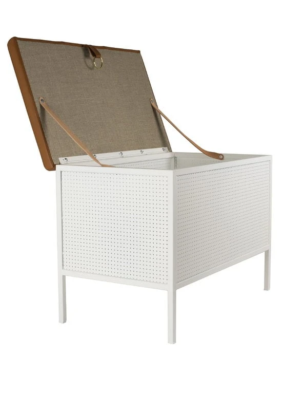 Maze Frank Storage Bench, White - Cognac 3 Maze Frank Storage Bench, White - Cognac - Image 3