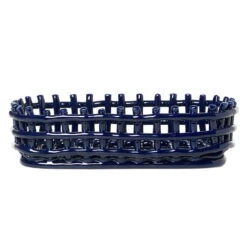 Ferm LIVING Ceramic Basket, Oval, Blue