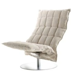 Woodnotes K Chair, Wide, Swivel Plate Base, Stone/white