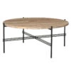 GUBI TS Coffee Table, 80 Cm, Black - Warm Taupe Travertine