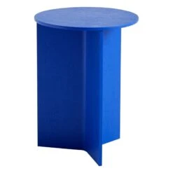 HAY Slit Wood Table, 35 Cm, High, Vivid Blue