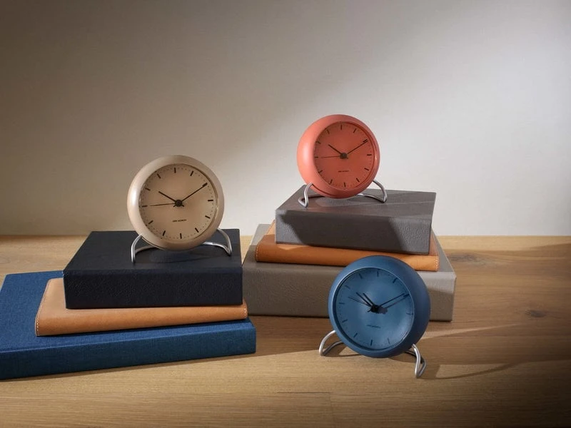 Arne Jacobsen AJ City Hall Table Clock With Alarm, Pale Orange 4 Arne Jacobsen AJ City Hall Table Clock With Alarm, Pale Orange - Image 4