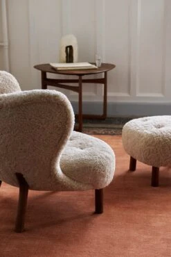&Tradition Little Petra ATD1 Pouf, Moonlight Sheepskin - Walnut -Hay Outlet Store AT3D941