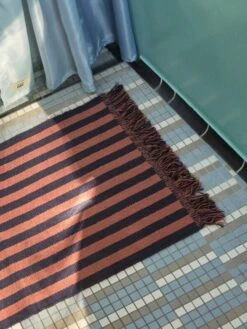 HAY Stripes And Stripes Door Mat, Navy Cacao -Hay Outlet Store Aquarelle vertical ice blue Stripes and Stripes navy cacao 1