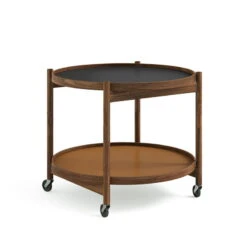 Brdr. Krüger Bølling Tray Table 60 Cm, Oiled Walnut - Clay -Hay Outlet Store Bolling Tray Table model 60 Walnut 28 Clay Cognac Black