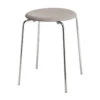 Fritz Hansen Dot Stool, Lava Grey Leather - Chrome