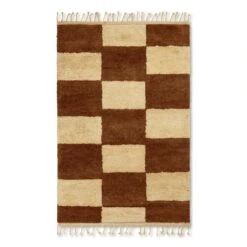 Ferm LIVING Mara Knotted Rug, L, Dark Brick - Offwhite