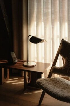 MENU Knitting Chair, Oak - Nature Sheepskin -Hay Outlet Store MENU Wing Table Lamp Androgyne Lounge Table Knitting Lounge Chair