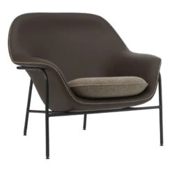 Normann Copenhagen Drape Lounge Chair, Low, Brown Leather - Hallingdal 270 - Black
