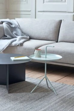 HAY Slit Table, 45 Cm, Black -Hay Outlet Store Silhouette Sofa Ruskin 33 DLM Mint Mono Blanket Sky blue Slit Table Round black Moire Kelim