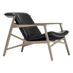 Stolab Link Easy Chair, White Oiled Oak - Black Elmotique Leather