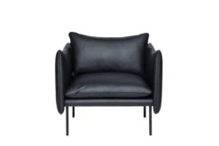 Fogia Tiki Armchair, Large, Black Steel - Black Elmosoft Leather -Hay Outlet Store Tiki 1 Seat Elmosoft Front sRGB 8bit 8x6k Transparent