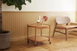 Brdr. Krüger Bølling Tray Table 60 Cm, Oiled Walnut - Clay -Hay Outlet Store TrayTable 60dia oak veneer 2 1