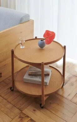 Brdr. Krüger Bølling Tray Table 60 Cm, Black Lacquered Beech - Stone -Hay Outlet Store TrayTable 60dia oak veneer 3 1