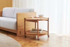 Brdr. Krüger Bølling Tray Table 60 Cm, Black Lacquered Beech - Stone -Hay Outlet Store TrayTable 60dia oak veneer 5 1