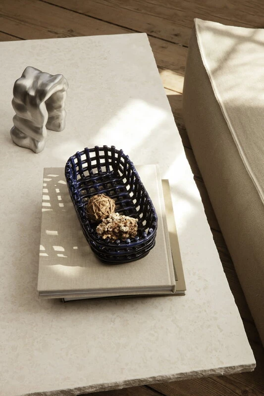 Ferm LIVING Ceramic Basket, Oval, Blue 2 Ferm LIVING Ceramic Basket, Oval, Blue - Image 2