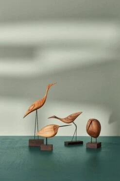 Warm Nordic Beak Bird, Tall Heron, Oak -Hay Outlet Store warmnrodic beakbirds family 2